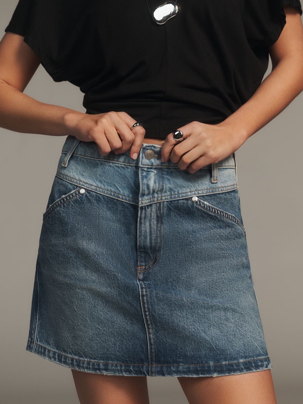 Anthropologie Pilcro Two-Tone Denim Skirt